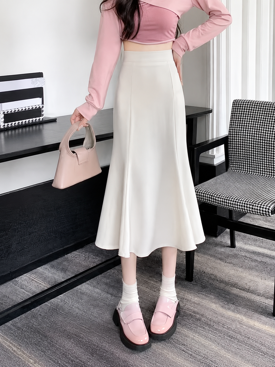 High-Waist Panel Mermaid Skirt