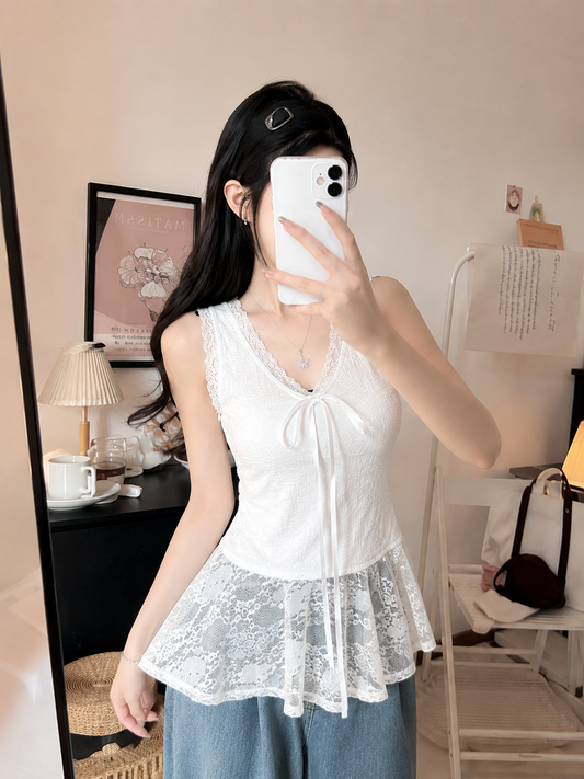 Balletcore Lace Peplum Camisole Padded Top