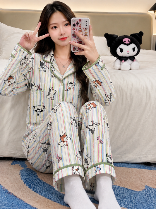 Cute Kawaii Printed Padded Pajama Set