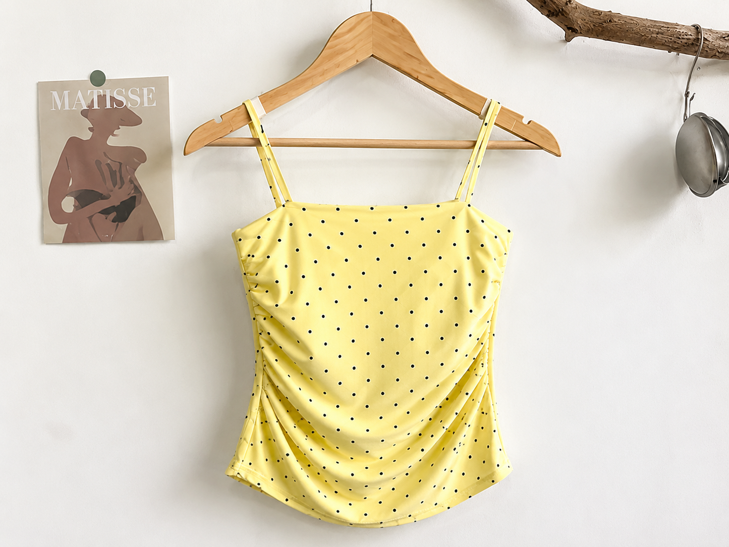 Ruched Polka Dot Cami Padded Top