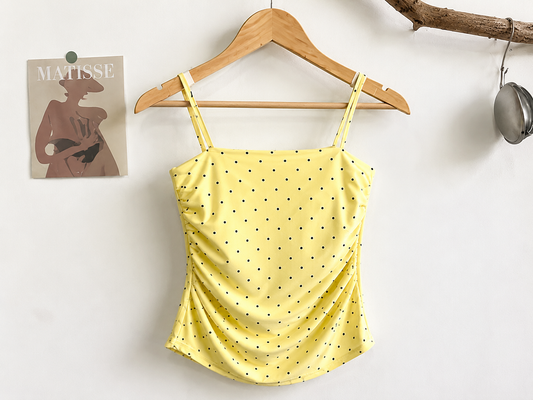 Ruched Polka Dot Cami Padded Top