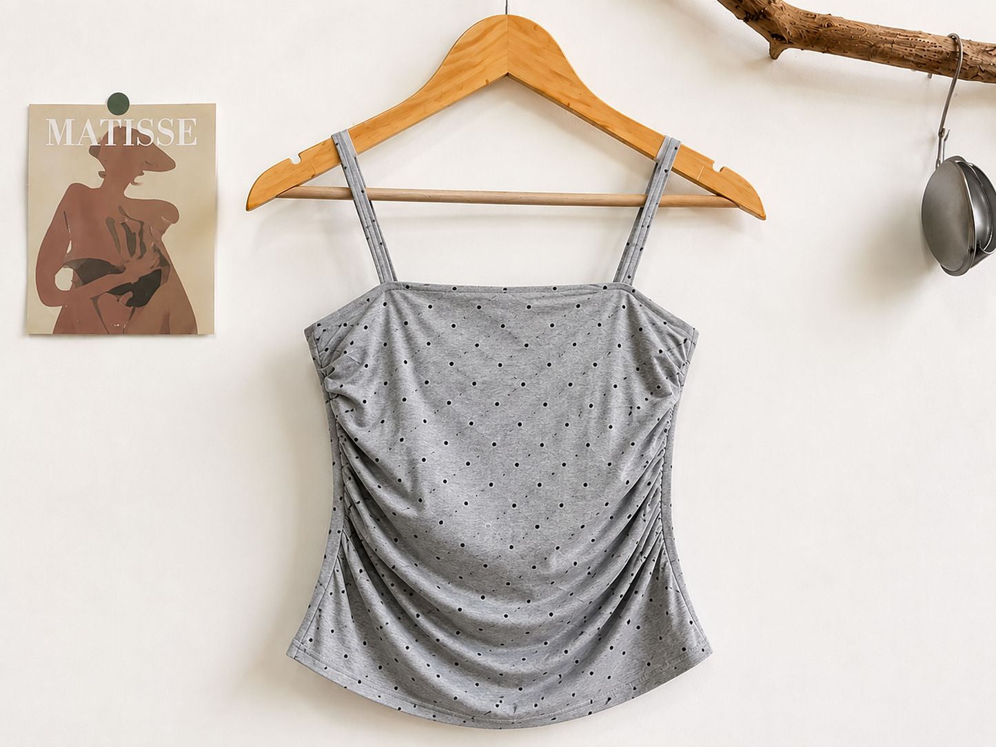 Ruched Polka Dot Cami Padded Top