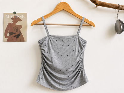 Ruched Polka Dot Cami Padded Top