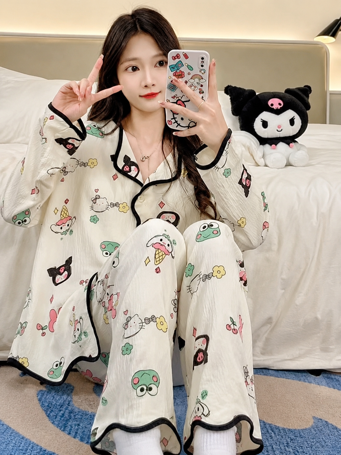 Cute Kawaii Printed Padded Pajama Set