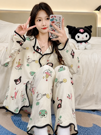 Cute Kawaii Printed Padded Pajama Set