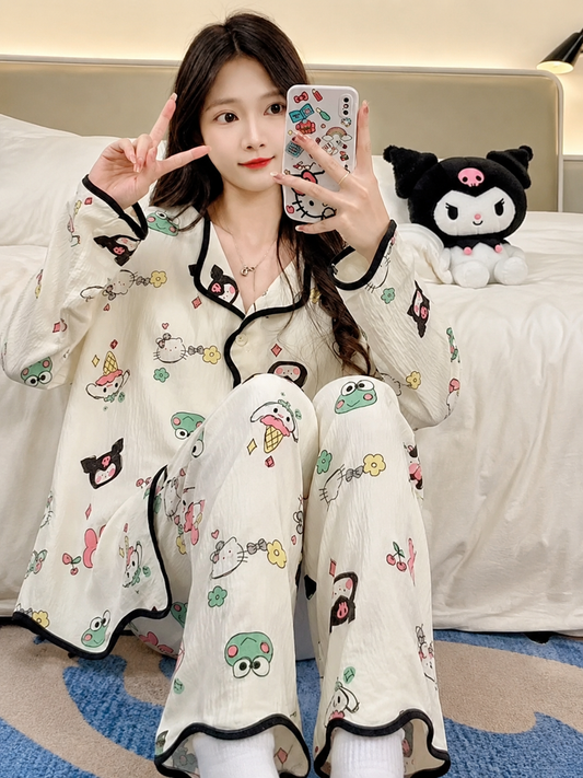 Cute Kawaii Printed Padded Pajama Set
