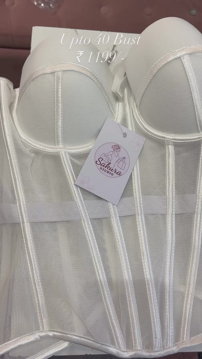 Mesh Boned Basque Bustier Corset Top