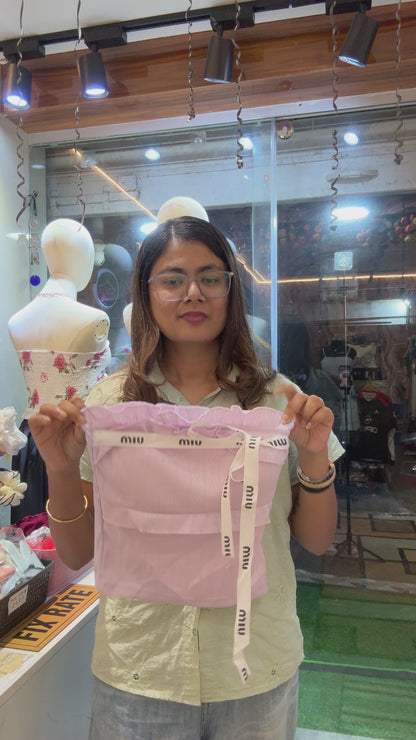 Ruffled Typography-Ribbon Tube Top