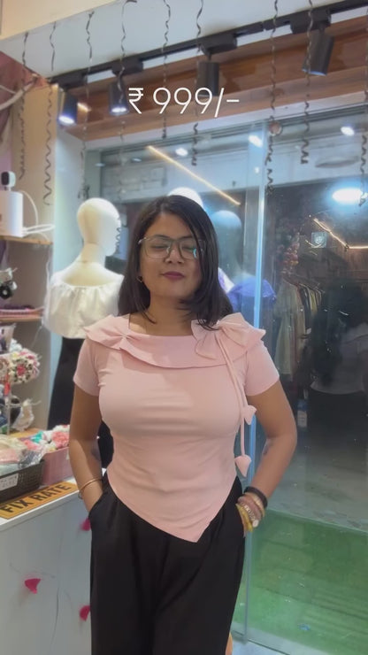 Portrait Collar Statement Bow Asymmetric Top