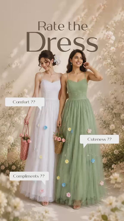 3D Floral Applique Mesh Halter Maxi Dress